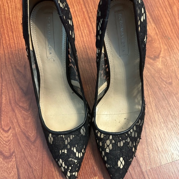 BCBG Max Azaria Black Lace stilettos black leather high Heels. Stunning. - Picture 2 of 10
